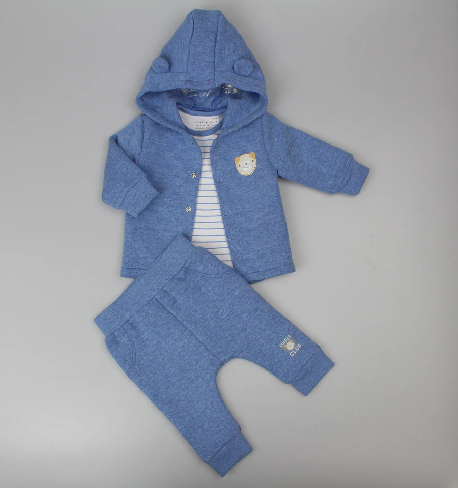 Quilted 3pc Jacket Set - Navy