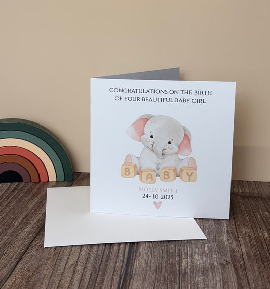 Personalised New Baby Girl / Welcome To The World Card